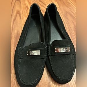 Coach size 8 shoes, black loafer/flats, sliver hardware